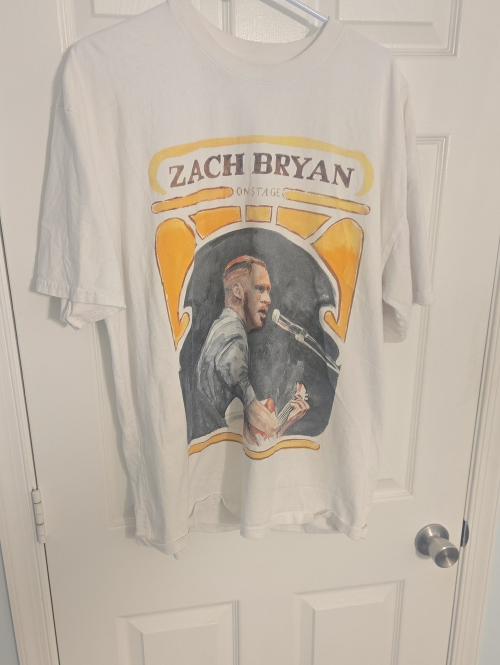 Lange White Zach Bryan Graphic Tee with Yellow Accents